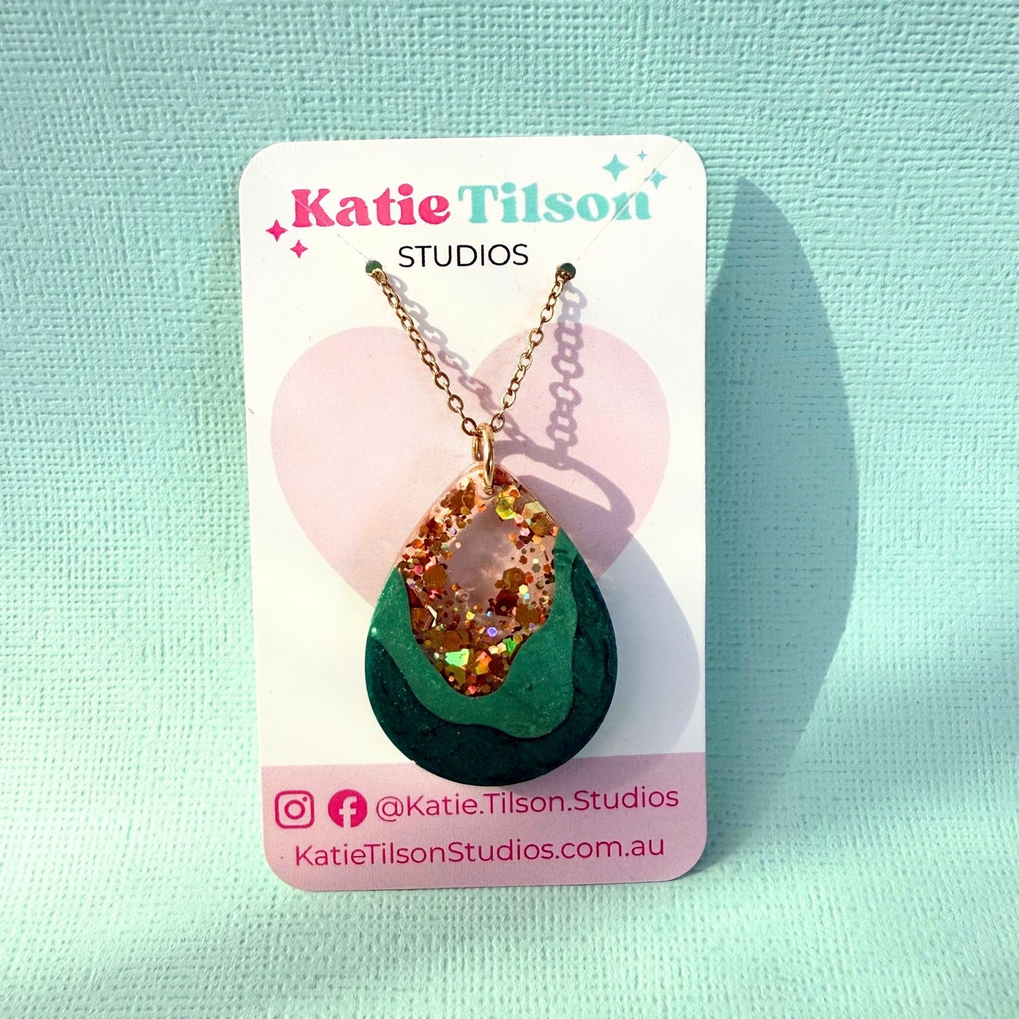 Handmade necklace Emerald Geode in gift packaging