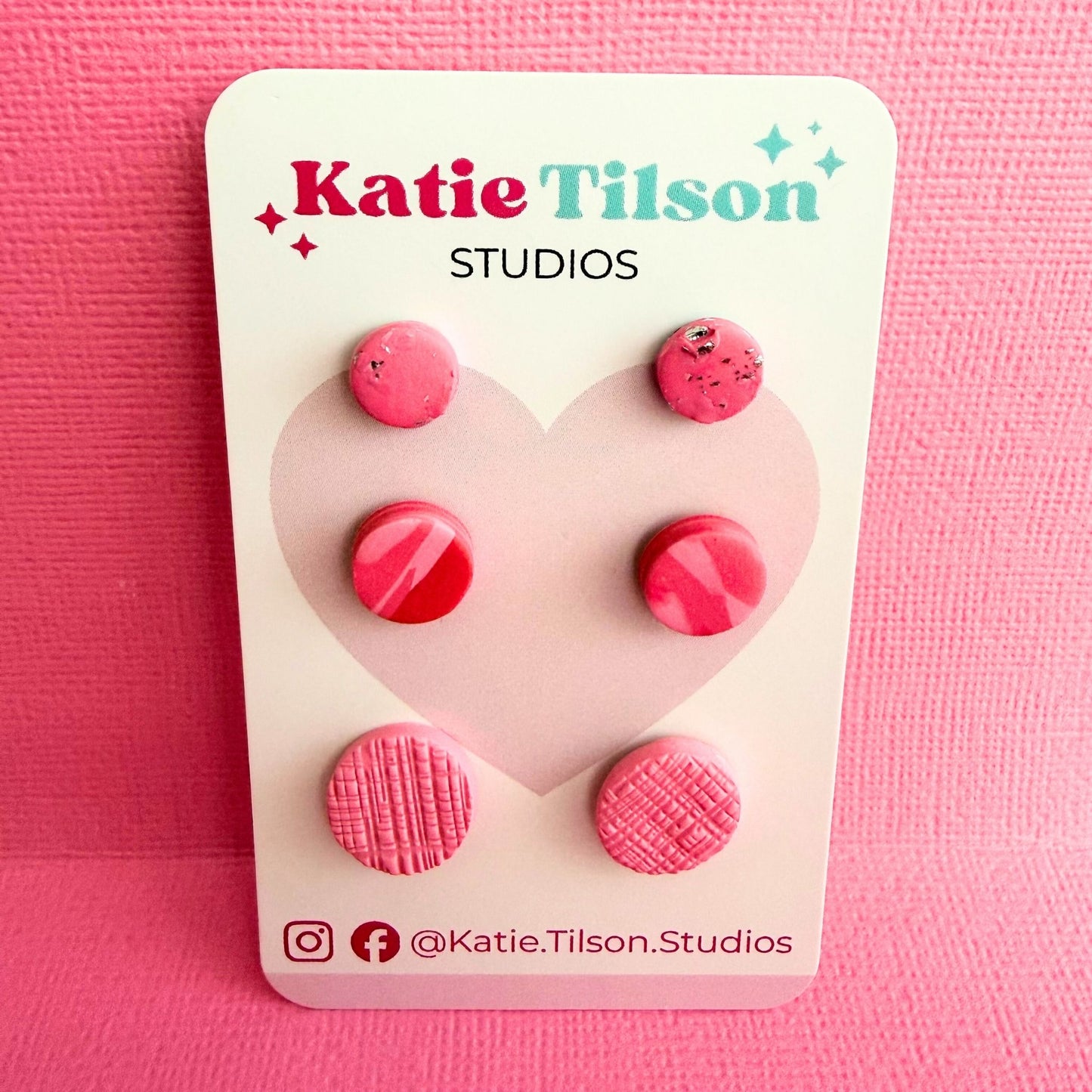 Handmade stud earrings Sweet Details Trio in gift packaging