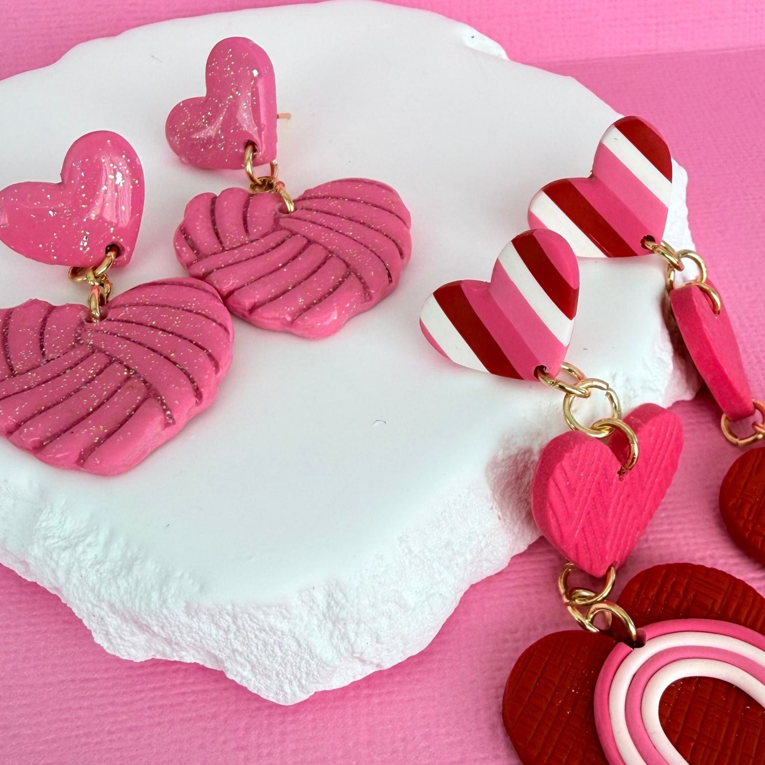 Australian handmade drop earrings with playful polymer clay pieces hanging from studs