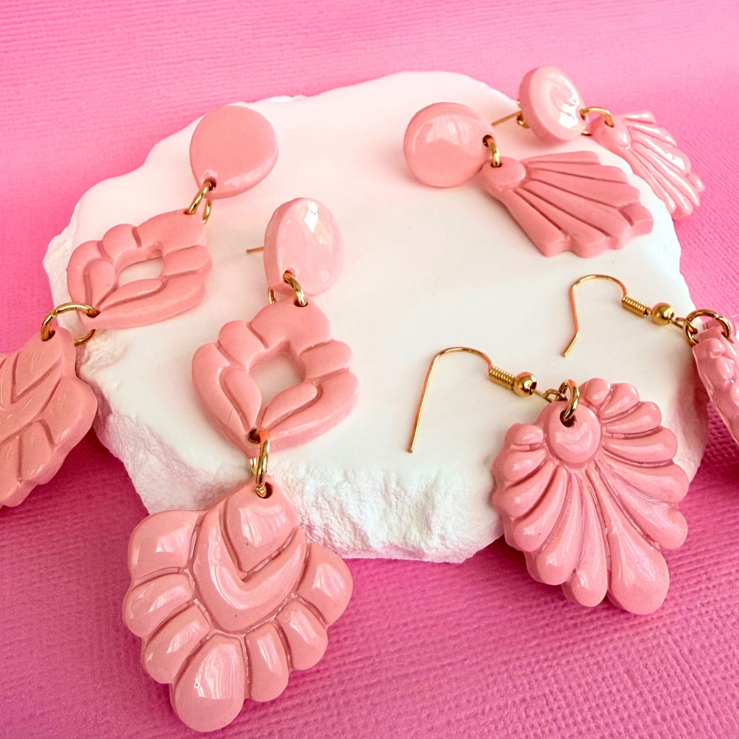 Australian handmade drop earrings A Pink Affair styled with other Katie Tilson Studios earrings