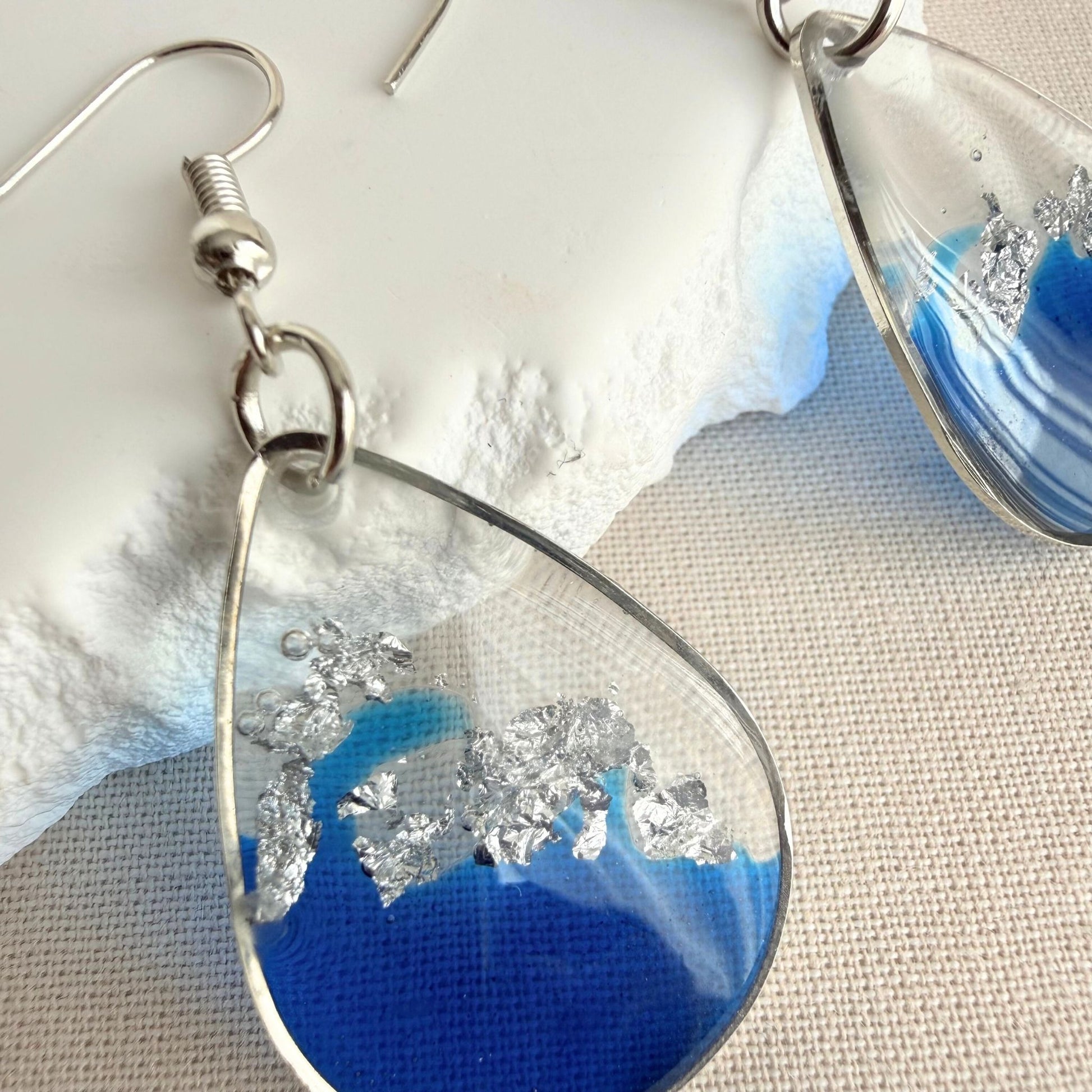 Azure Veil earrings – Australian handmade lightweight resin earrings with hypoallergenic hooks