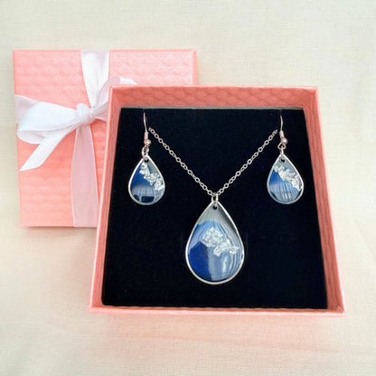 Australian handmade jewellery gift set Azure Veil necklace and earrings