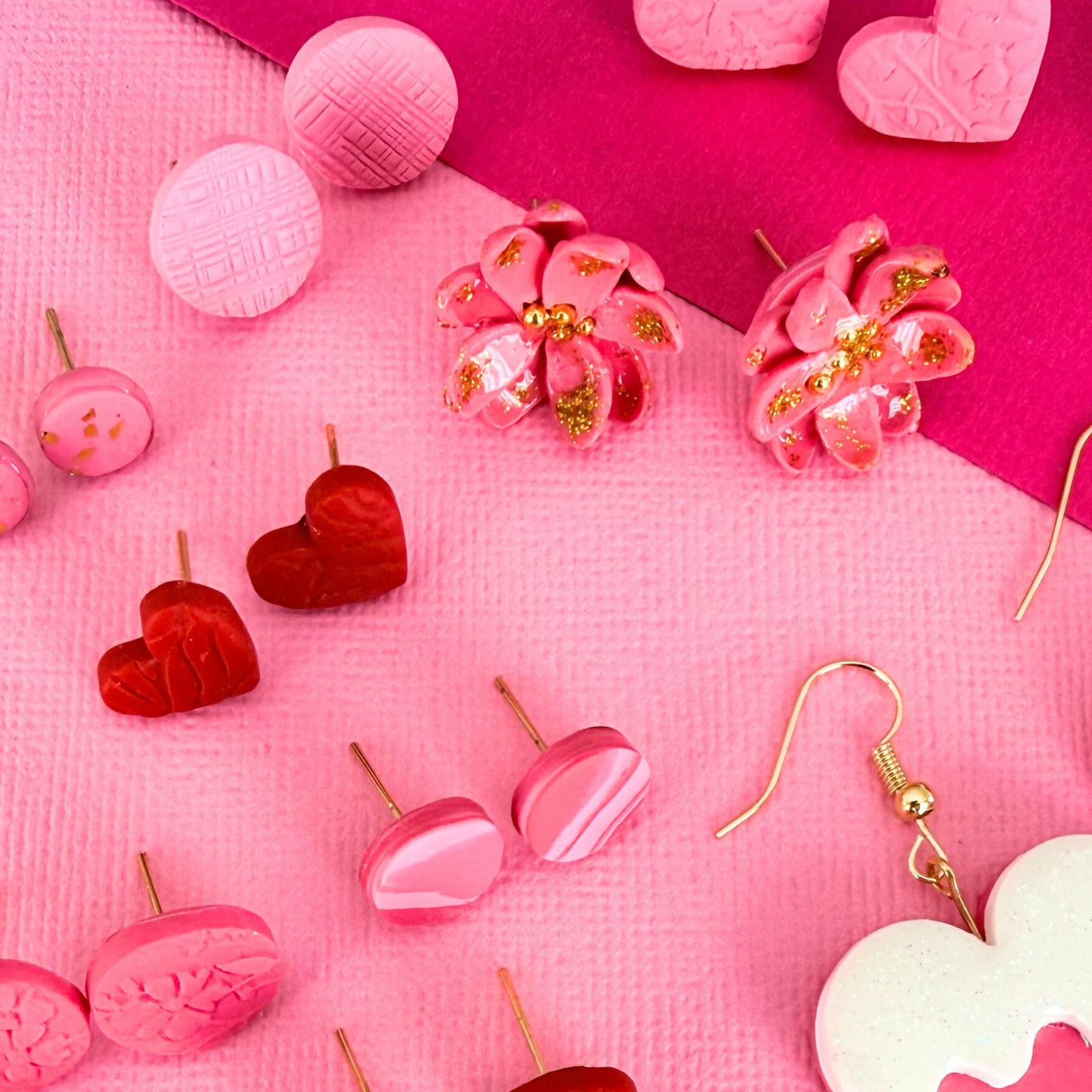 Australian handmade stud earrings Blush Petal Studs style with other Katie Tilson Studios earrings