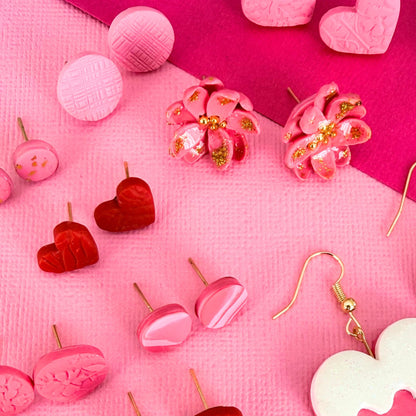 Australian handmade stud earrings Blush Petal Studs style with other Katie Tilson Studios earrings