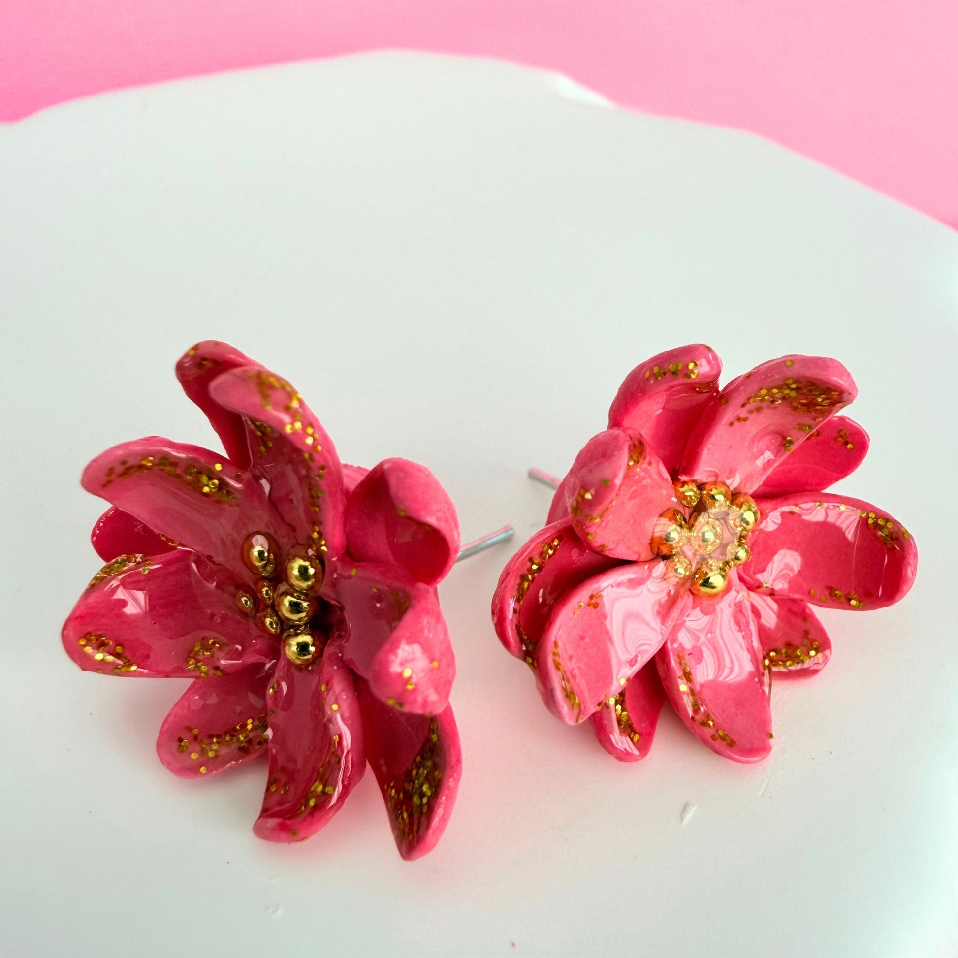 Blush Petal Studs Australian Handmade Stud Earrings with playful sparkle detail