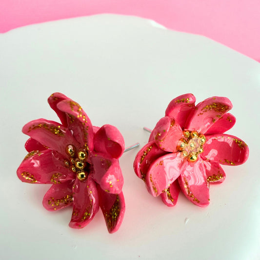 Blush Petal Studs Australian Handmade Stud Earrings with playful sparkle detail