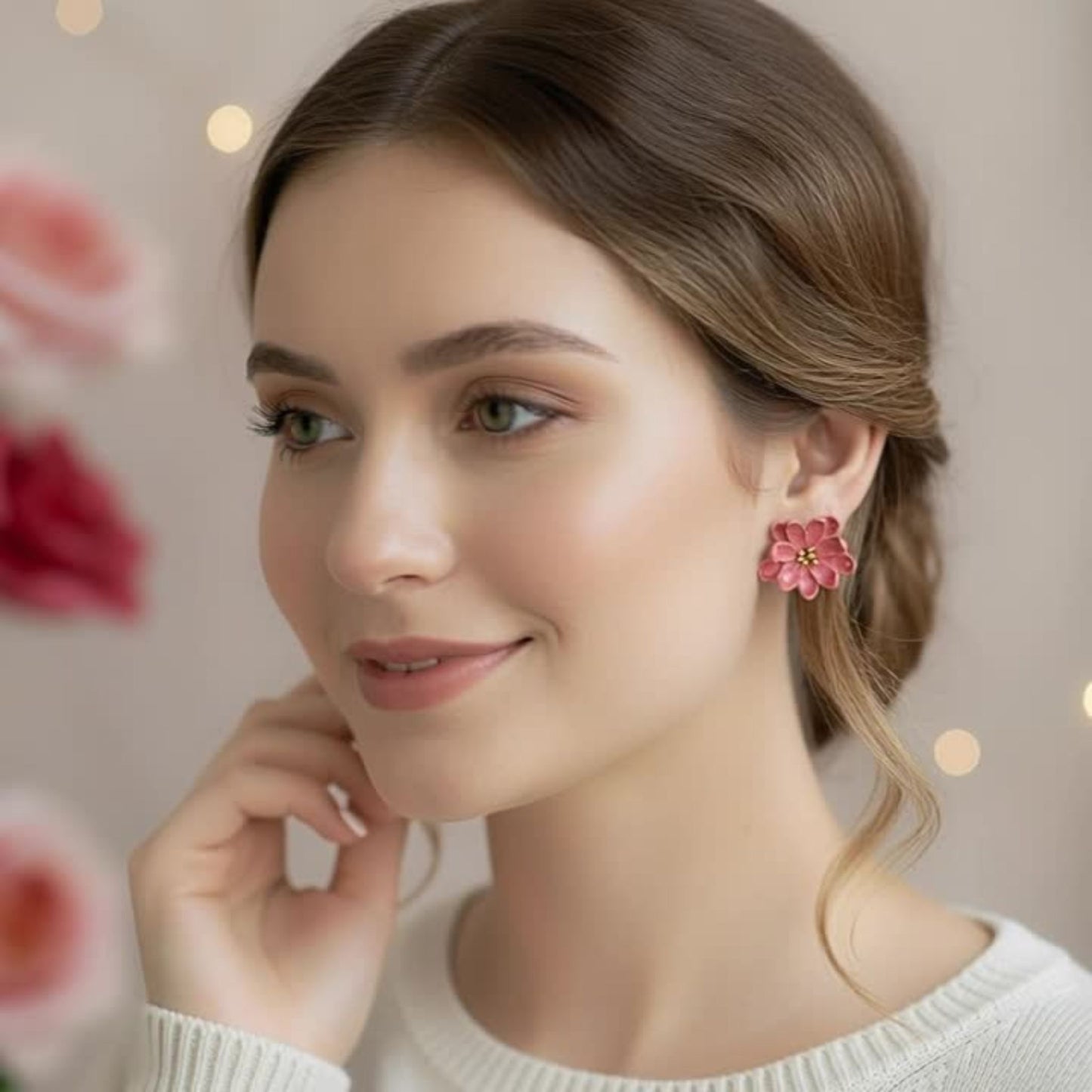 Video of Australian handmade stud earrings Blush Petal Studs showing movement