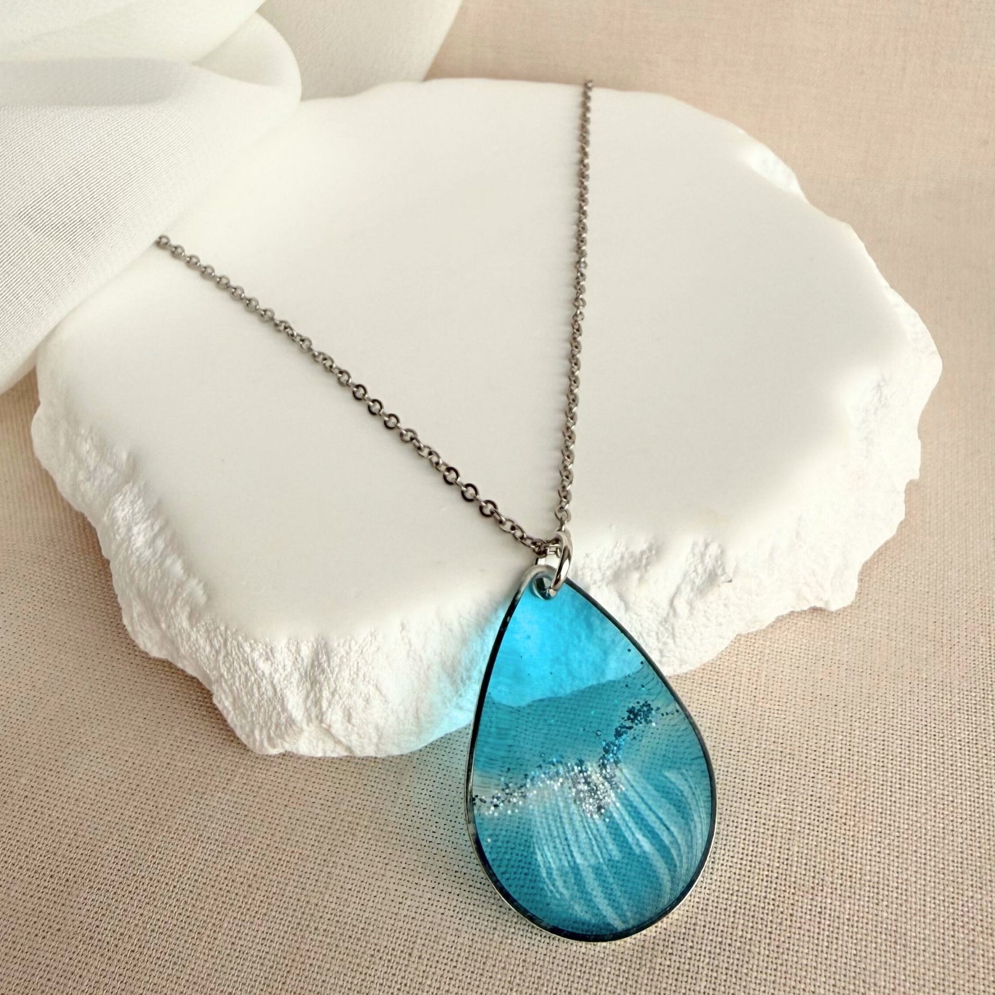 Australian handmade necklace Coastal Glow in elegant resin