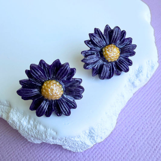 Australian handmade stud earrings Daisy Days in playful polymer clay