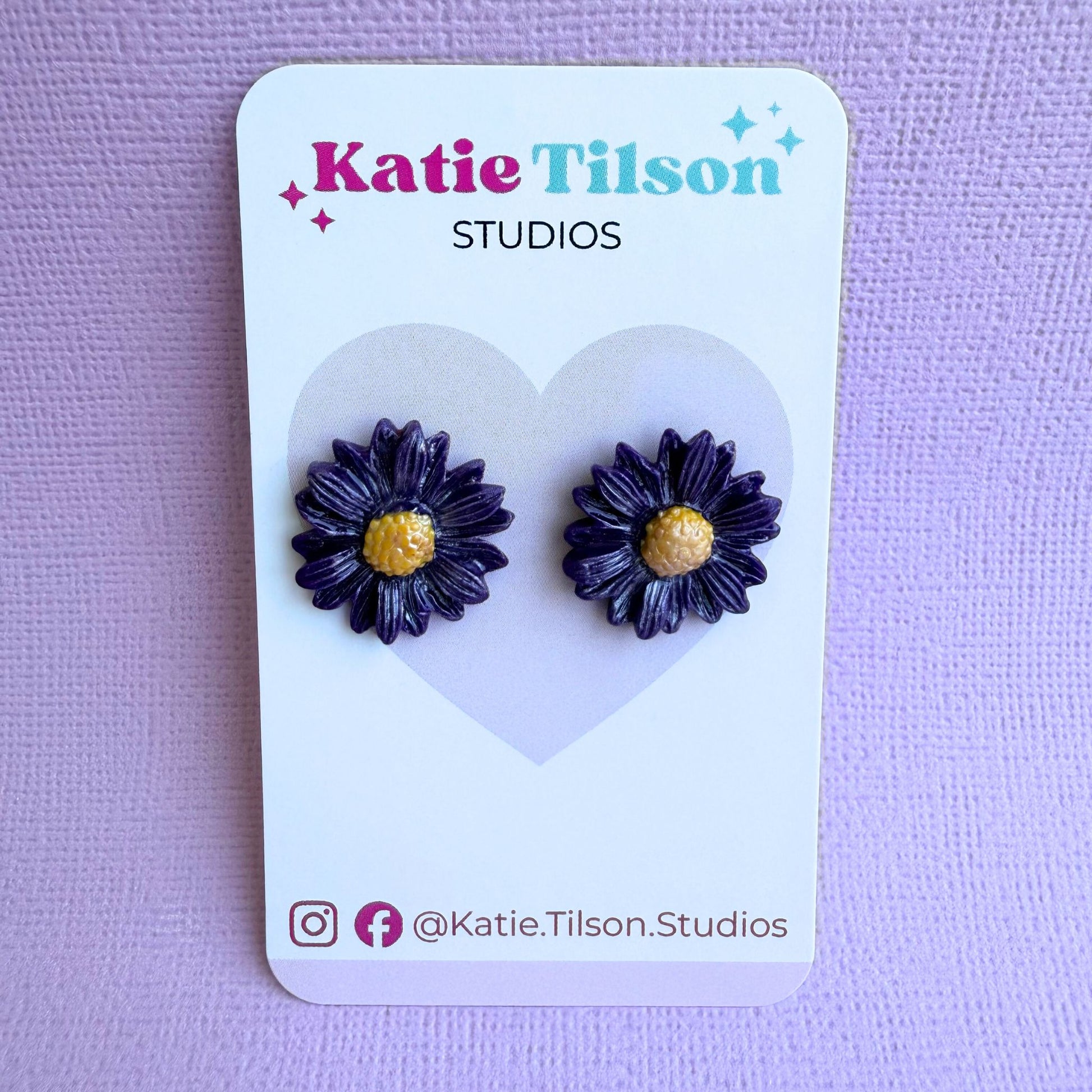 Handmade stud earrings Daisy Days in gift packaging