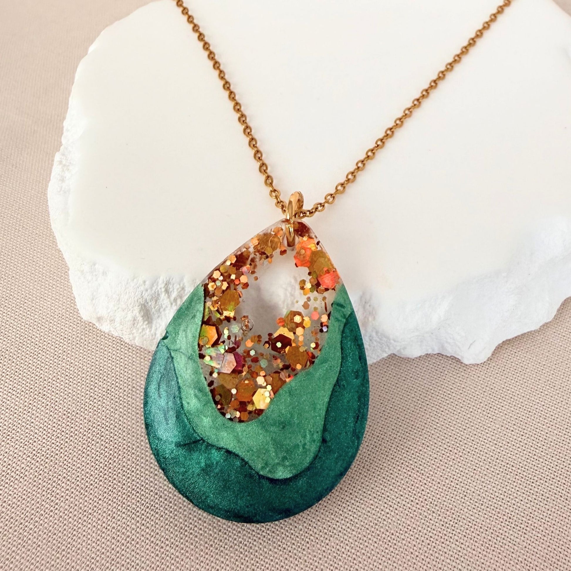 Australian handmade pendant necklace from the Emerald Geode Gift Set