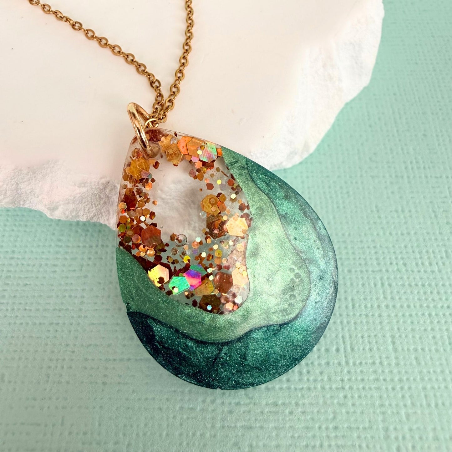 Australian handmade pendant necklace from the Emerald Geode Gift Set