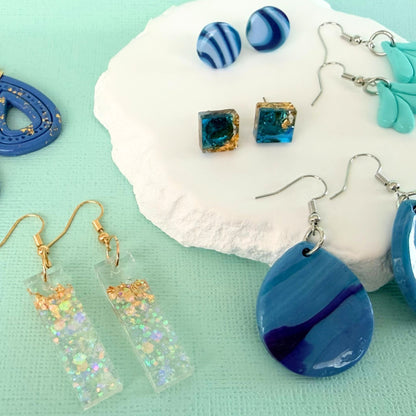 Australian handmade dangle earrings Gilded Shore Bars styled with other Katie Tilson Studios earrings