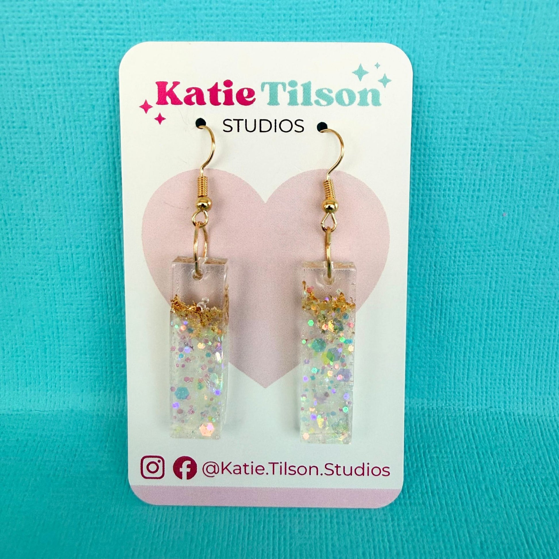 Handmade dangle earrings Gilded Shore Bars in gift packaging