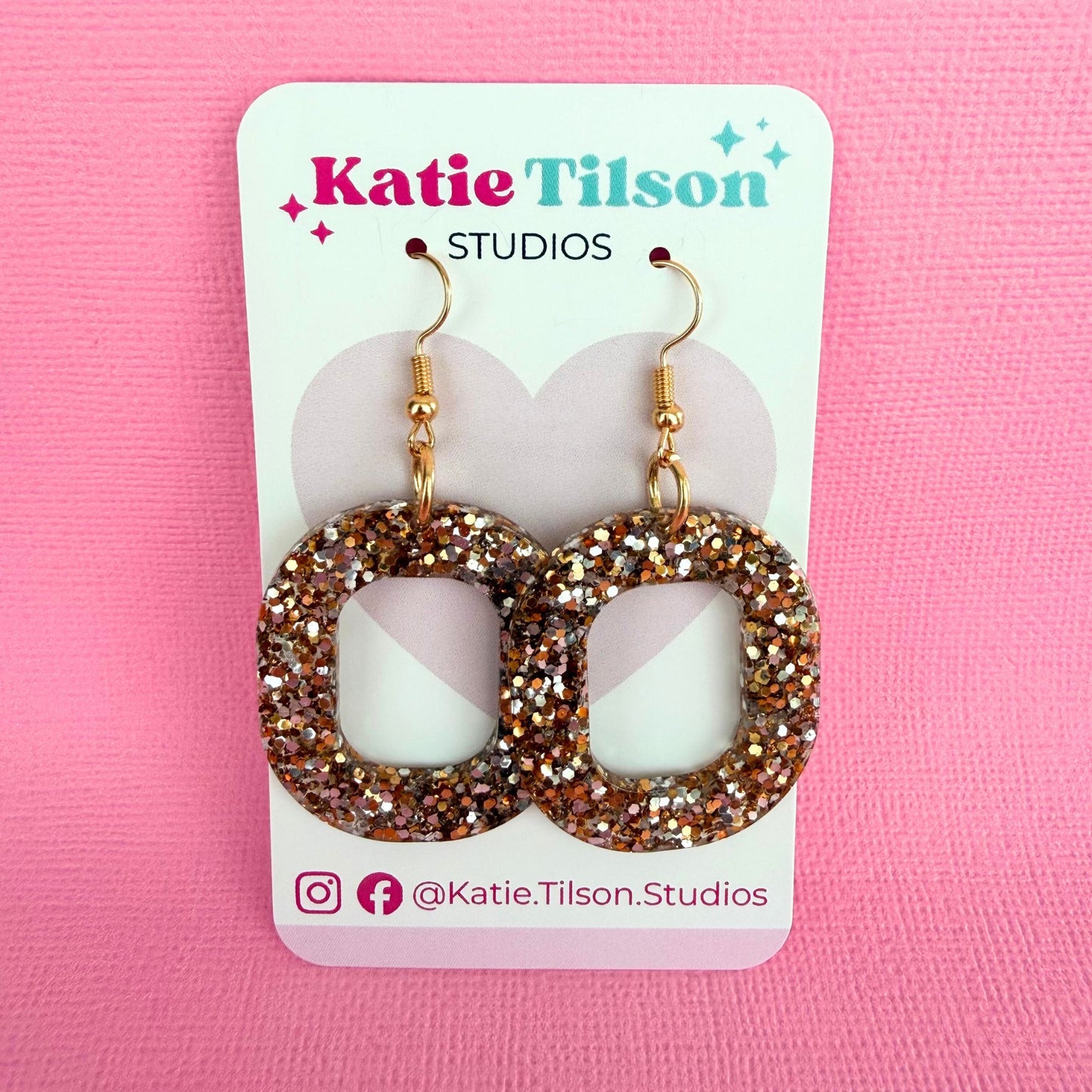 Handmade dangle earrings Gold Digger in gift packaging