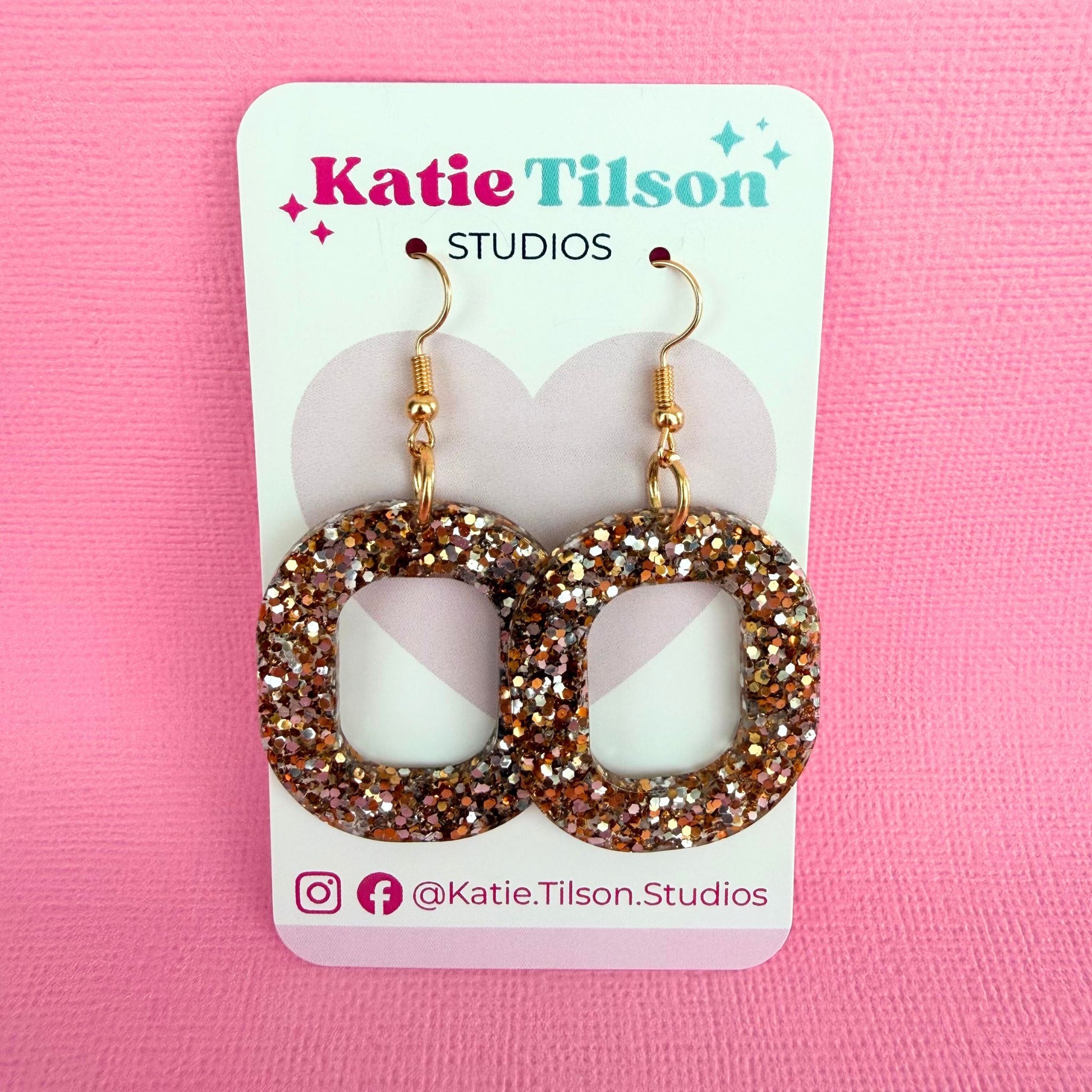 Handmade dangle earrings Gold Digger in gift packaging