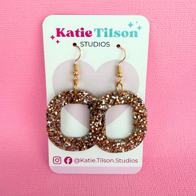 Handmade dangle earrings Gold Digger in gift packaging