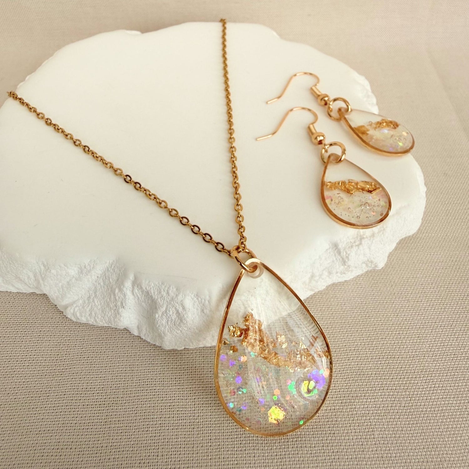Australian handmade jewellery gift set Golden Light necklaces and earrings set