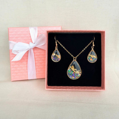 Australian handmade jewellery gift set Golden Light in resin design