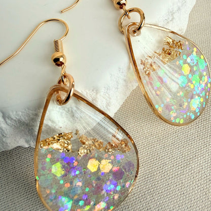 Golden Light earrings – Australian handmade lightweight resin earrings with hypoallergenic hooks