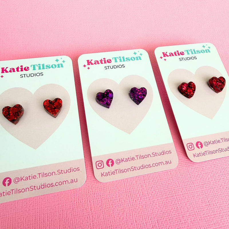 Handmade stud earrings Heartfelt Sparkle Studs in gift packaging