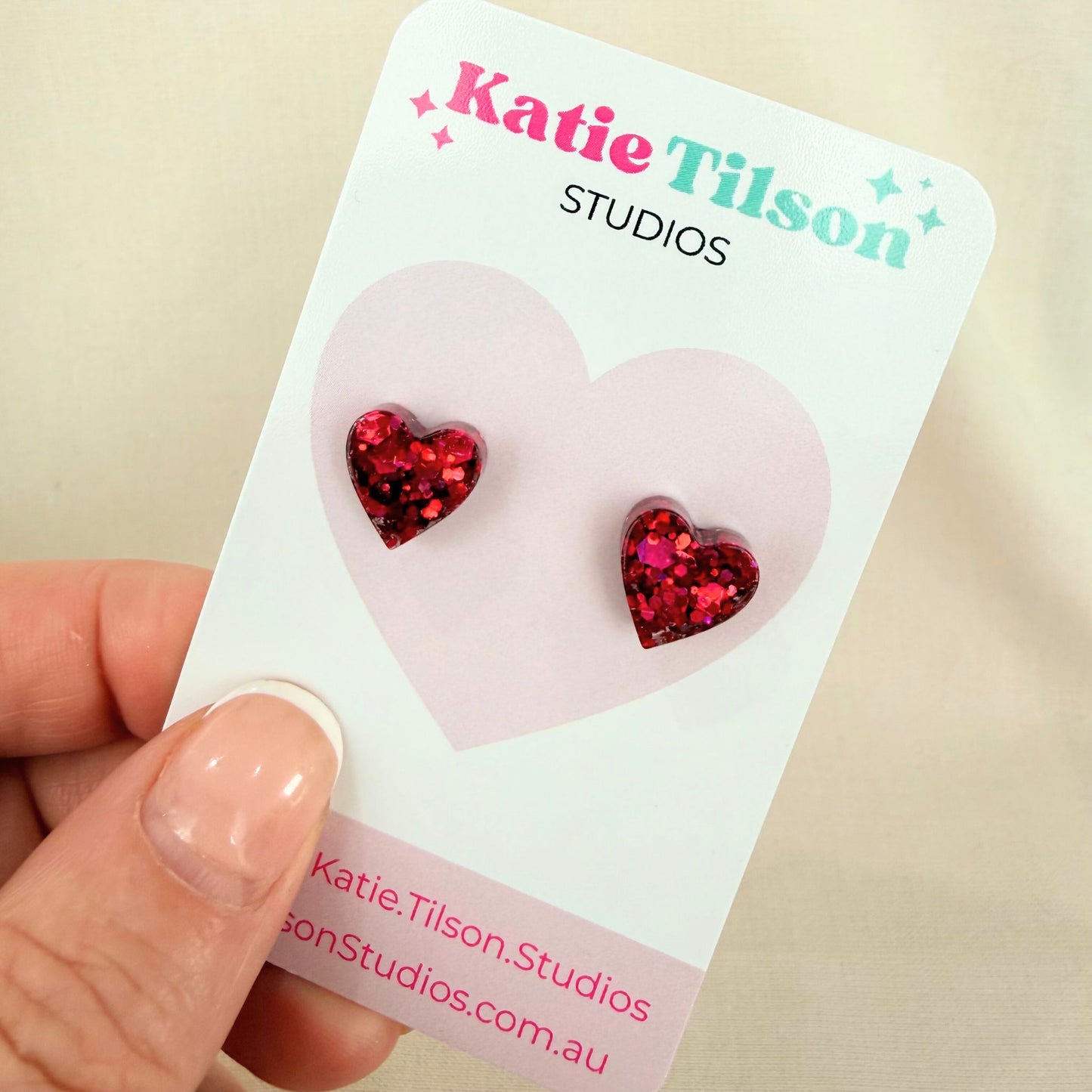 Heartfelt Studs - Pink