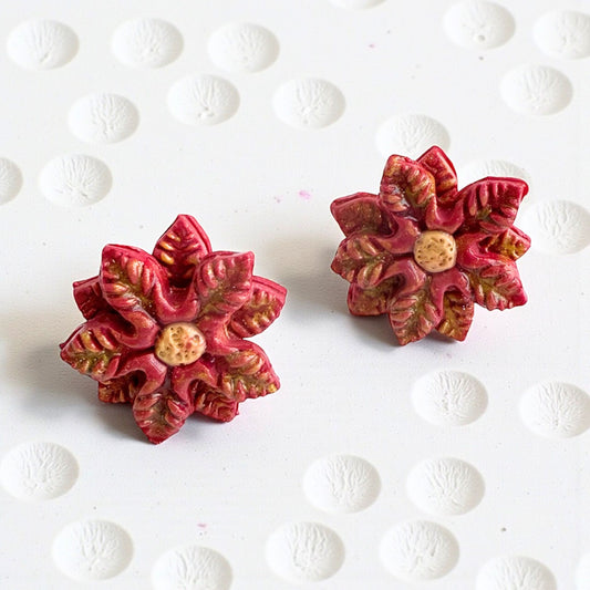 Australian handmade stud earrings Holiday Bloom in playful polymer clay