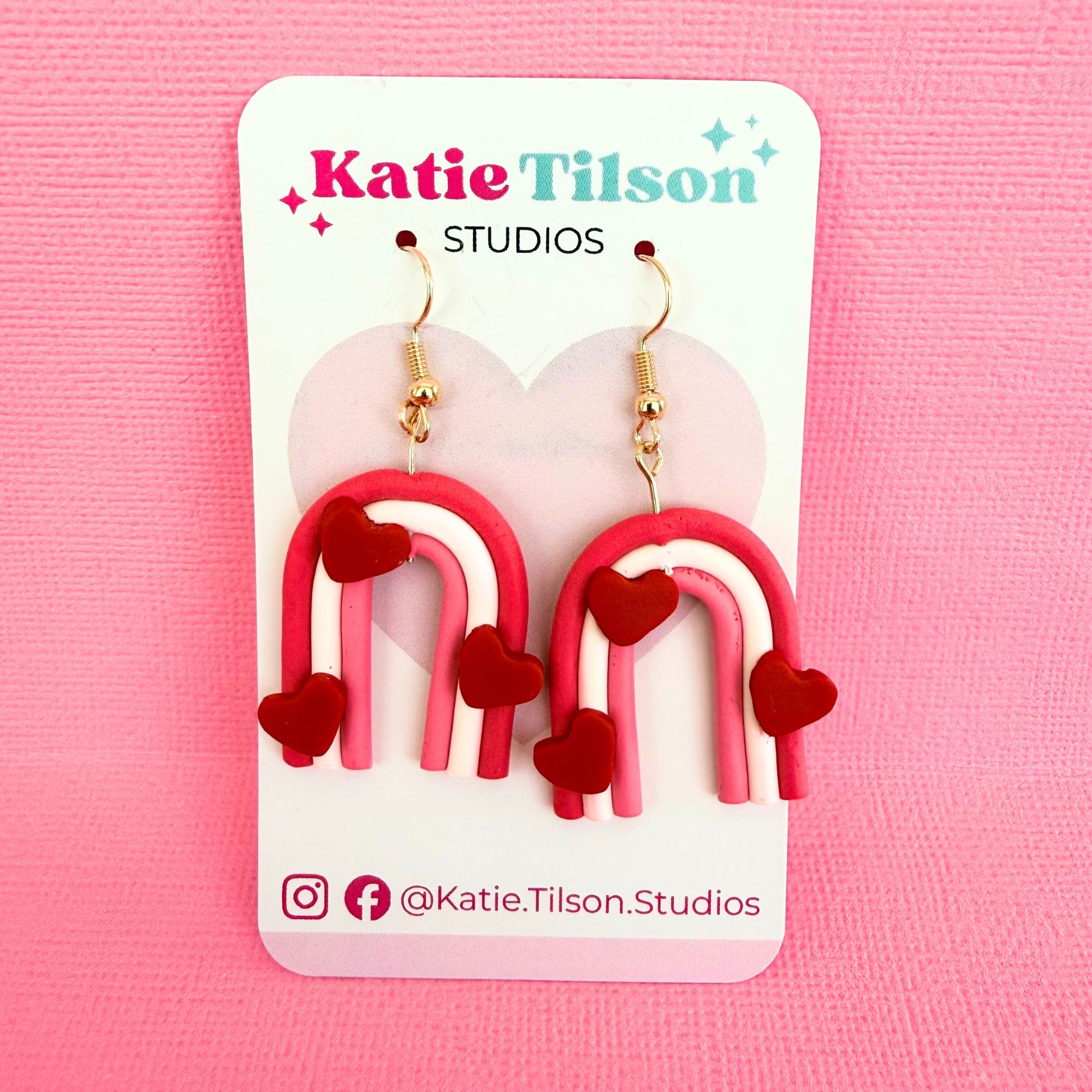 Handmade dangle earrings Love Arc Rainbows in gift packaging