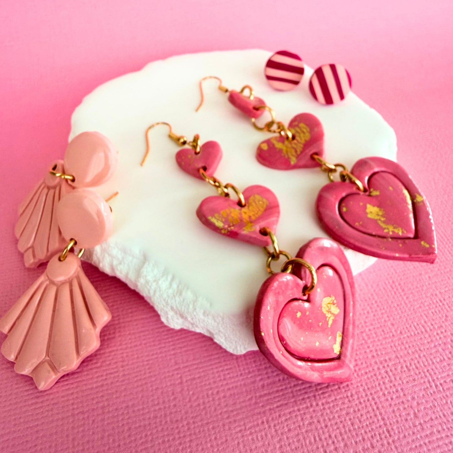 Australian handmade dangle earrings Love Letter styled with other Katie Tilson Studios earrings