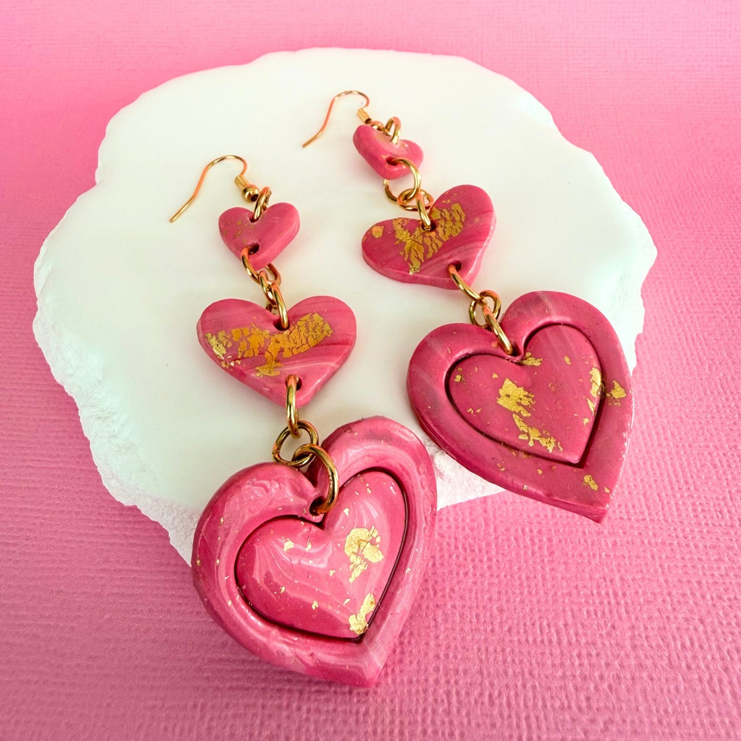 Australian handmade dangle earrings Love Letter with playful polymer clay charms