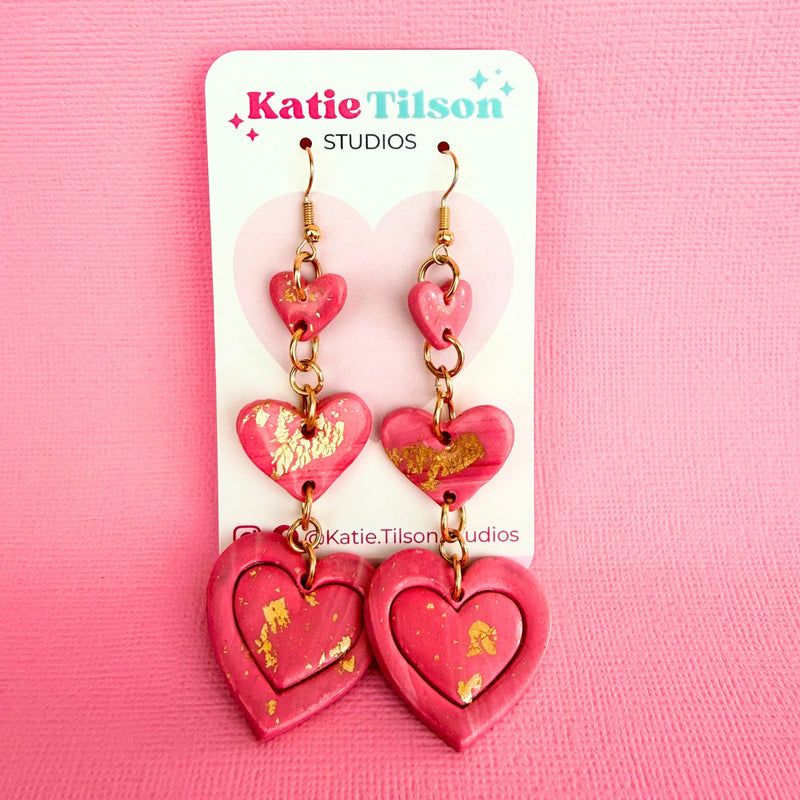 Handmade dangle earrings Love Letter in gift packaging