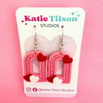 Handmade dangle earrings Love Not Arches in gift packaging