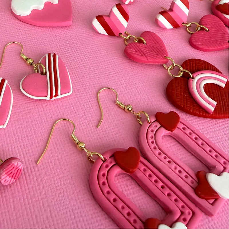 Australian handmade dangle earring Love Notes Arches styled with other Katie Tilson Studios earrings