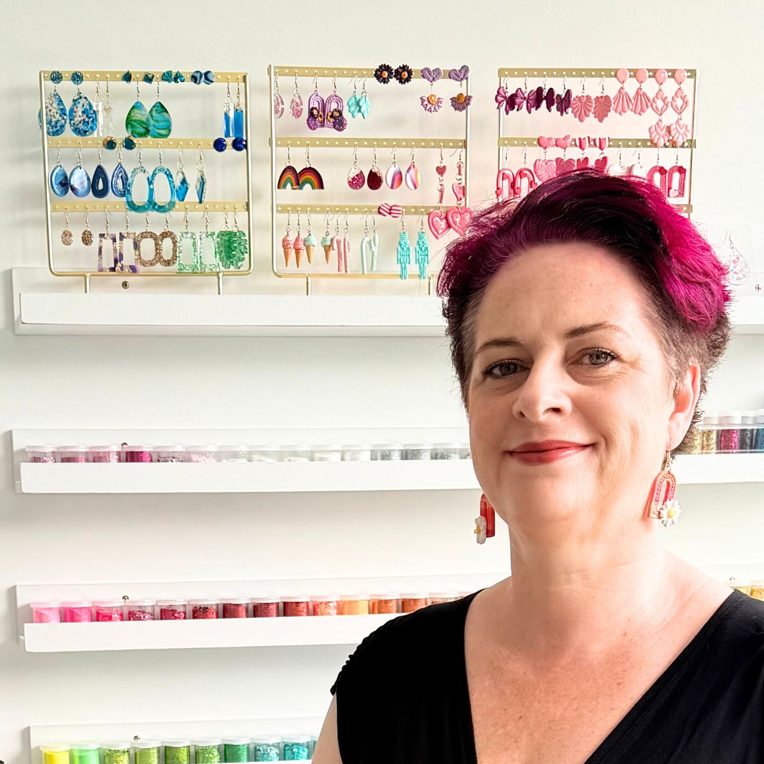 Katie Tilson, maker behind Katie Tilson Studios handmade earrings