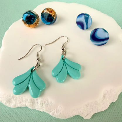 Australian handmade dangle earrings Mermaid Tale styled with other Katie Tilson Studios earrings