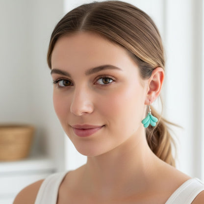 Australian handmade dangle earrings Mermaid Tale worn for whimsical charm