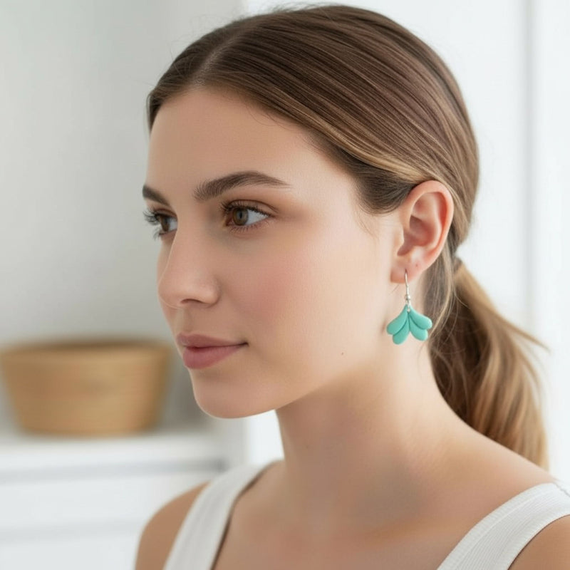 Australian handmade dangle earrings Mermaid Tale worn for everyday style