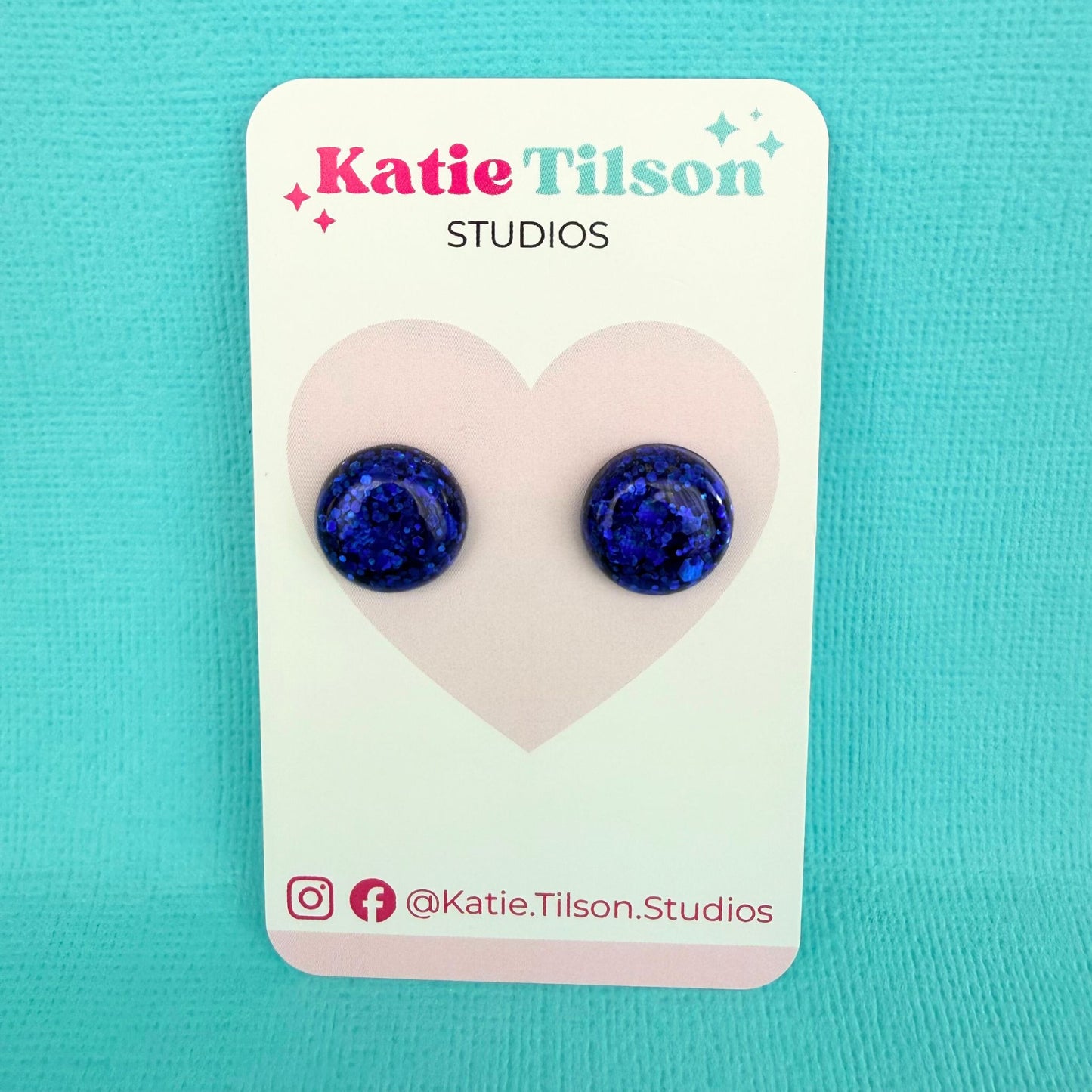 Handmade stud earrings Midnight Glow in gift packaging