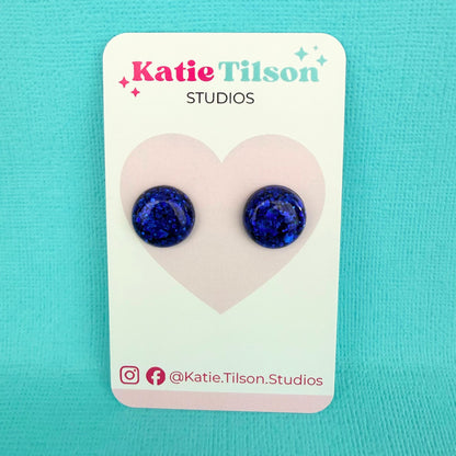 Handmade stud earrings Midnight Glow in gift packaging