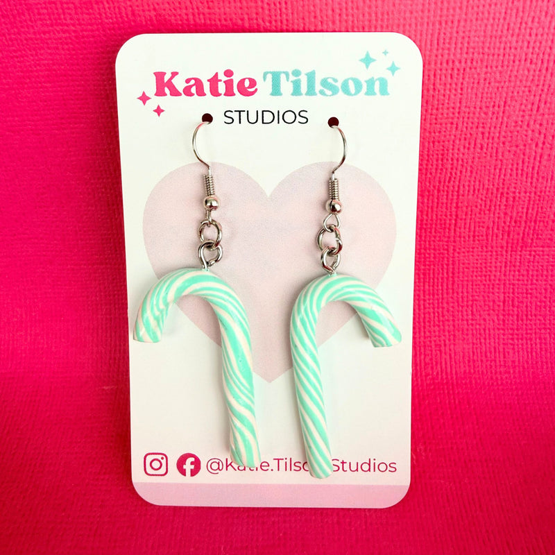 Handmade dangle earrings Mint Frost in gift packaging