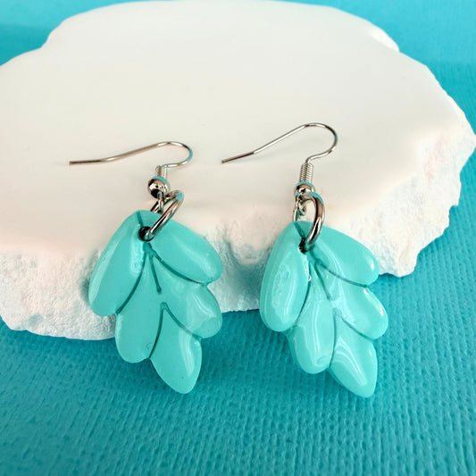Australian handmade dangle earrings Mint Leaf with playful polymer clay charms