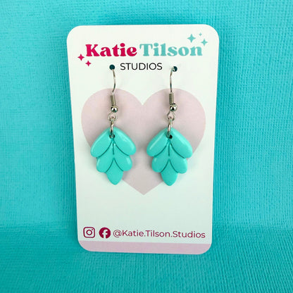 Handmade dangle earrings Mint Leaf in gift packaging