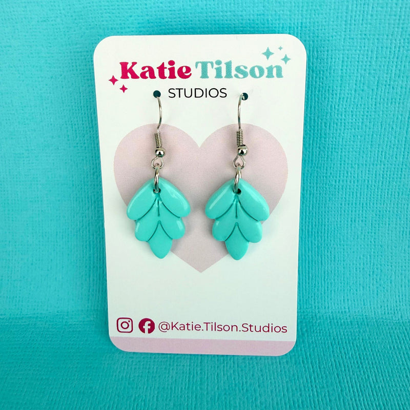 Handmade dangle earrings Mint Leaf in gift packaging