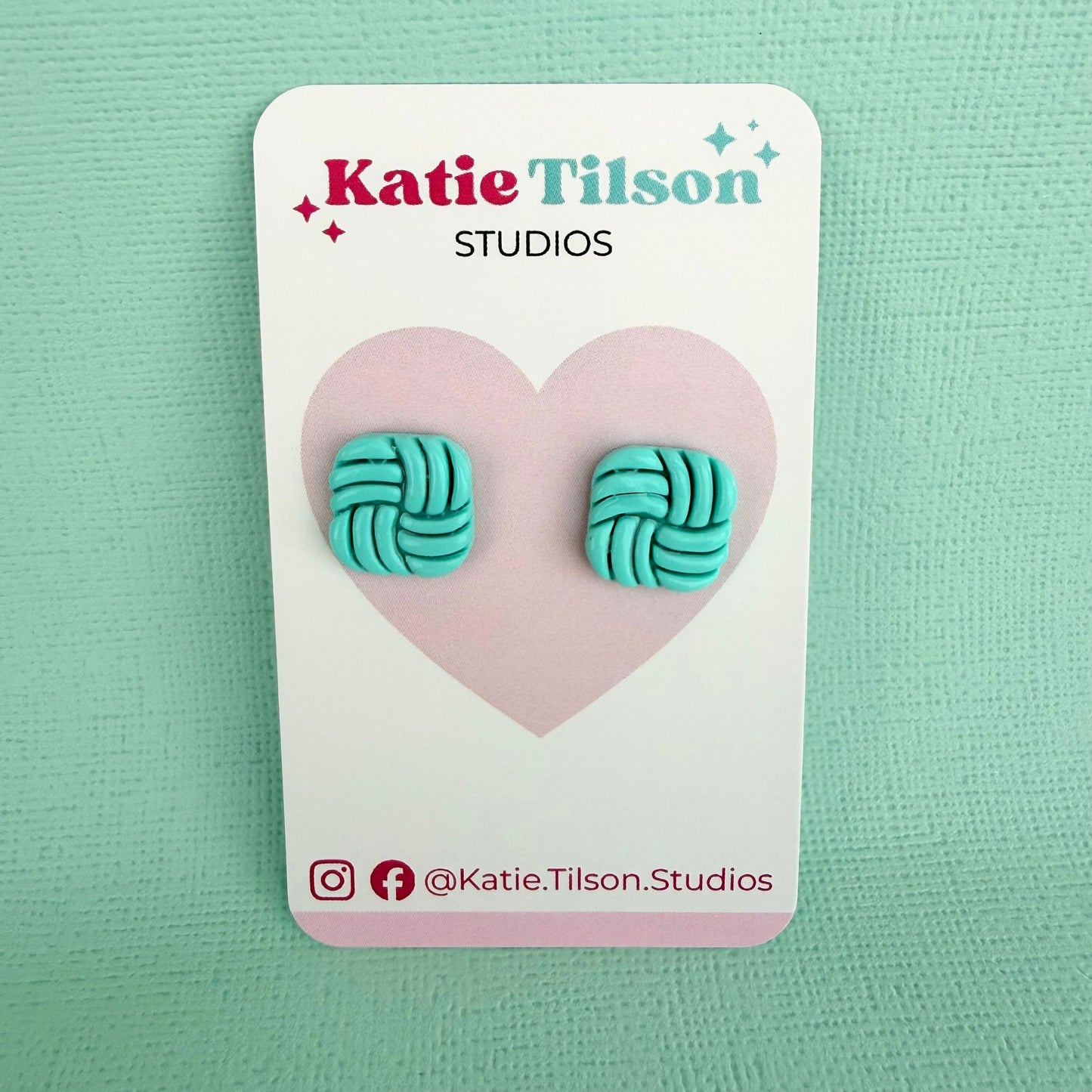 Australian handmade stud earrings Mint Swirl in gift packaging