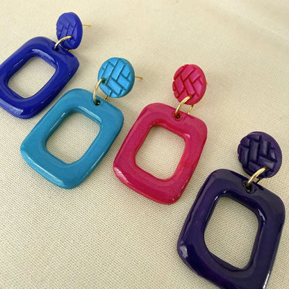 Mood Lift handmade Australian drop earrings in four colours with modern frame shape design with glossy finish.