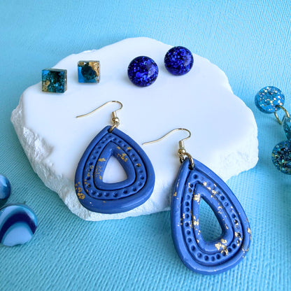 Australian handmade dangle earrings Ocean Gleam Teardrops styled with other Katie Tilson Studios earrings