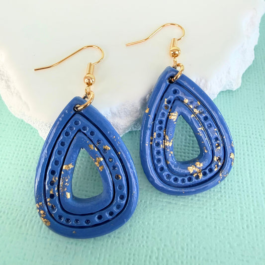 Australian handmade dangle earrings Ocean Gleam Teardrops with playful polymer clay charms
