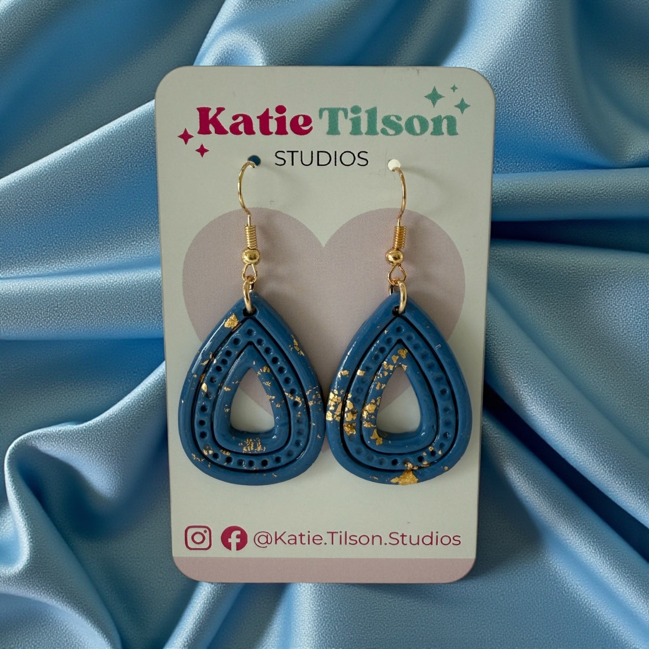 Handmade dangle earrings Ocean Gleam Teardrops in gift packaging