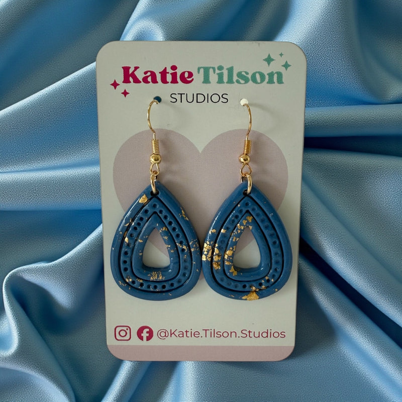 Handmade dangle earrings Ocean Gleam Teardrops in gift packaging