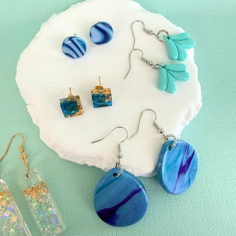 Australian handmade dangle earrings Pastel Tide styled with other Katie Tilson Studios earrings